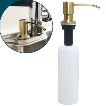 Imagem de Dispenser Porta Detergente Dosador Dourado Ouro Inox 500ml Embutir Por