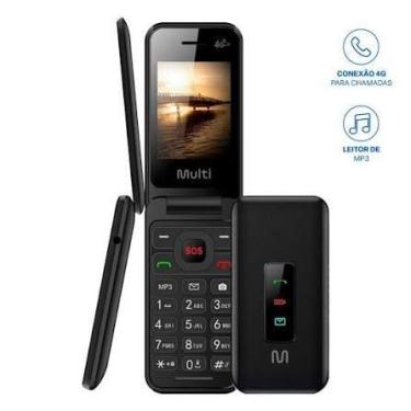 Imagem de Celular Flip Vita 4g Dual Chip Mp3 Preto Multi - P9227 - Multilaser
