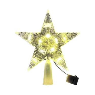 Imagem de Enfeite De Natal Estrela Transparente De LED 15CM Para Árvore De Natal