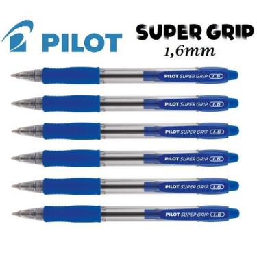 Imagem de Caneta Esferográfica Azul Pilot Super Grip 1.6 Kit com 6