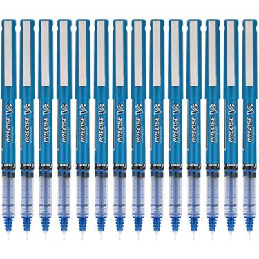 Imagem de Pilot Canetas rollerball V5 precisas, ponta extrafina, caneta azul de 0,5 mm, azul, pacote com 14