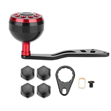 Imagem de Puxador de manípulo, manípulo de carretel de pesca CNC botão com acessórios de peças de reposição (preto + vermelho) embaixador alça de energia manípulos de energia carretel convencional