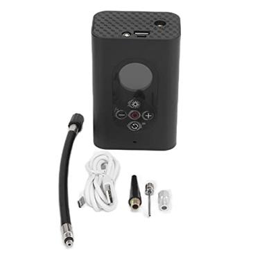 Imagem de VGEBY Inflador de pneu, portátil, sem fio, recarregável por USB, bomba de ar de alta pressão com visor LCD e luz LED