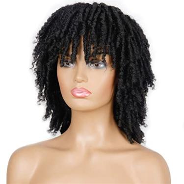 Imagem de Perucas femininas macias curtas sintéticas para mulheres negras 35,5 cm de fibra de alta temperatura cabelo humano torcido de crochê perucas (cor: 7, comprimento esticado: 35,5 cm)