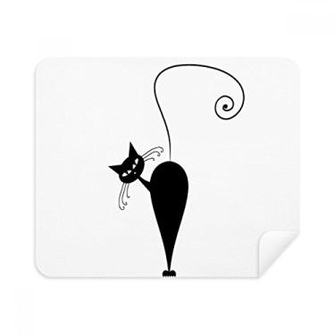 Imagem de Pano de limpeza de tela preto gato Halloween arte animal contorno 2 peças tecido de camurça