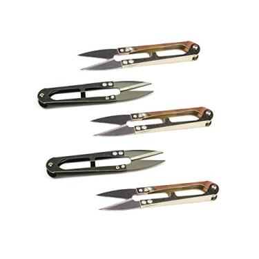 Imagem de Tesoura de costura Yueton Pacote com 5 tesouras de costura, tesoura em formato de U, cortador de fios de bordado, tesouras de artesanato com costura cruzada, tesouras de linha de pesca