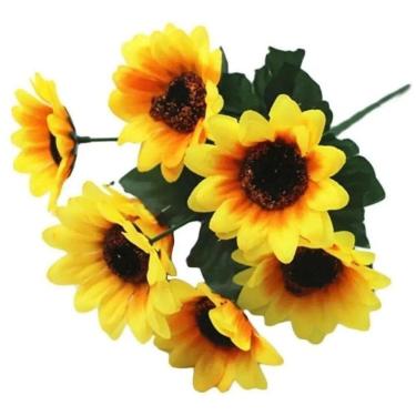Imagem de 1 Buquê Flor Girassol Artificial Para Decoração Arranjos