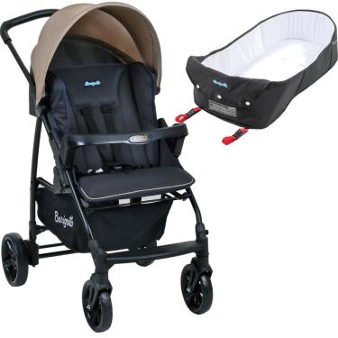 Imagem de Carrinho de Bebe com Moisés Ninho Burigotto Ecco Cinza Bege
