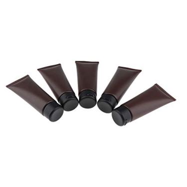 Imagem de SM SunniMix 5 peças de garrafas de viagem 100 ml, recipientes de tubos vazios recarregáveis de plástico à prova de vazamento, conjuntos de tubos de viagem espremedíveis recipientes de cosméticos