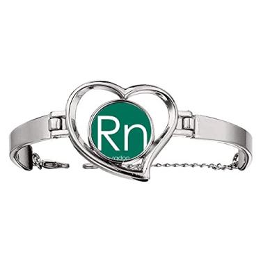 Imagem de N/A N/A Bracelete Chestry Elements Tabela Período Raro Gasolina Radon Rn Pulseira Coração Joia Fio Bangle, medium, metal