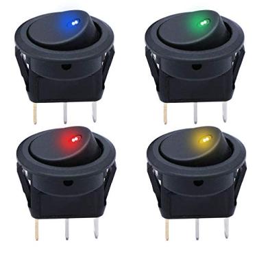 Imagem de mxuteuk 12 Peças 12V Led Luz Redonda Interruptor Oscilante Spst Interruptor Liga-Desliga 20A Para Carro Automóvel Barco Kcd2-102N-2W-4C 4 Cores