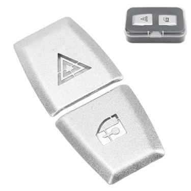 Imagem de Ymiko 2 peças botão interruptor duplo flash adesivo ar condicionado saída de ar duplo botão de flash decorar patch prata liga de alumínio substituição para X3 E83 2006-2010