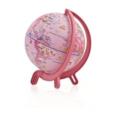 Imagem de Globo Terrestre Infantil - Giacomino Pink Zoo - 16cm - Tecnodidattica