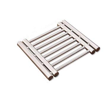 Imagem de Leoyoubei 20 x 23 cm metal ajustável Trivet wite de 22 a 38 cm descanso de colher multiuso e tapetes de mesa de cozinha, almofadas de encolhimento antiderrapantes para almofada quente e suporte para panela (prata)