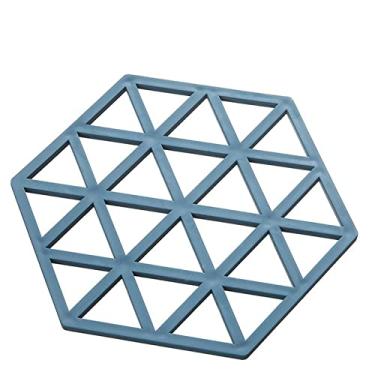 Imagem de Tapete de silicone retangular resistente ao calor porta-copos de copo de bebida suporte de panela antiderrapante jogo americano de mesa acessórios de cozinha almofada de porta-copos (cor: azul A)
