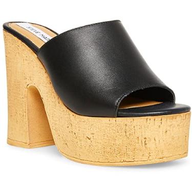 Imagem de Steve Madden Womens Mardi Leather Cork Platform Sandals Black 11 Medium (B,M)