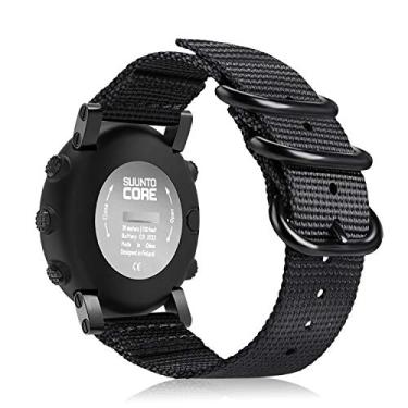 Imagem de Pulseira de relógio Fintie compatível com Suunto Core, pulseira esportiva de substituição de nylon premium com fivela de metal para relógio inteligente Suunto Core, Preto
