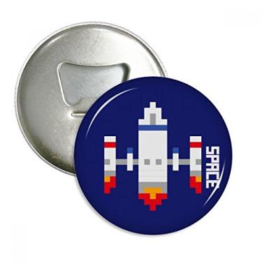 Imagem de Emblema multifuncional com ímã de geladeira e ímã de geladeira com estampa de foguete decolando do universo