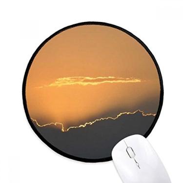 Imagem de DIYthinker Mouse pad laranja céu escuro nuvens desktop escritório tapete redondo para computador