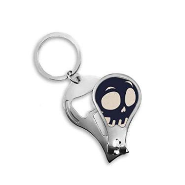 Imagem de Cortador de unhas esqueleto de olhos grandes Halloween abridor chaveiro tesoura