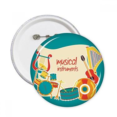 Imagem de Fone de ouvido Tambor Instrumentos Musicais Padrão Pinos Redondos Emblema Botão Acessório Decoração 5 peças