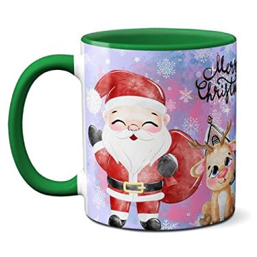 Imagem de Caneca Merry Christmas Renas Boneco De Neve Natal Fofo (Verde)