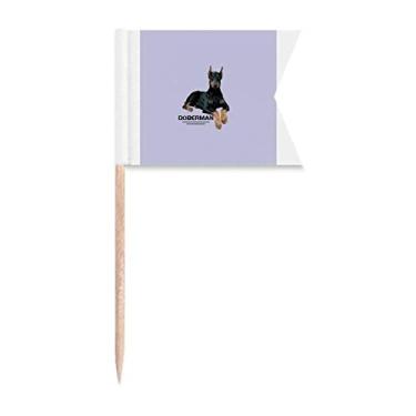 Imagem de Doberman Ferocious Ear Animal Toothpick Flags Marcação de rotulagem para Bolo Festa Comida Prato de Queijo