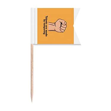 Imagem de Destroy Withstand Vigorous Conquer bandeiras de palito de dente marcando para festa bolo comida prato de queijo