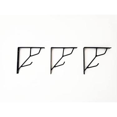 Imagem de Suporte Mão Francesa com Gancho em Ferro Cor Preto 3 Unidades
