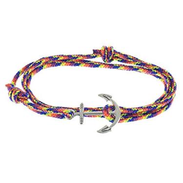 Imagem de West Coast Paracord Pulseiras masculinas ajustáveis com âncora náutica e anzol - Disponível em uma variedade de acabamentos e cores - Feito de corda de nylon, One Size, Nylon