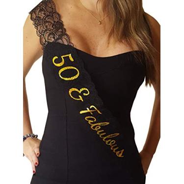 Imagem de Girlz Nights Faixa de renda 50 & Fabulous - faixa de aniversário de 50 anos, Preto, 1 Count (Pack of 1)