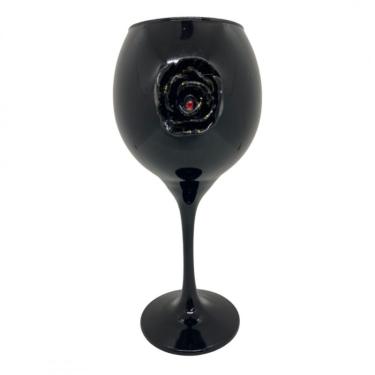 Imagem de Taça Pomba Gira com Rosa Negra 20 cm Vidro 400 ml