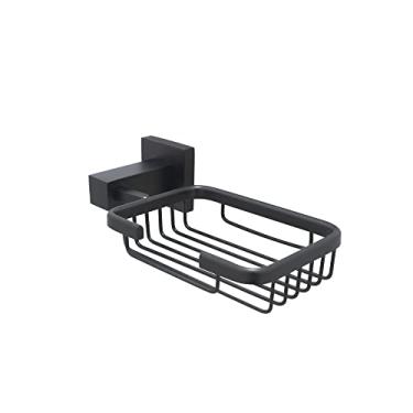 Imagem de Acessório Saboneteira Banheiro Quadrado Metal Grafite Preto Fosco