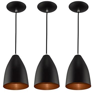 Imagem de Kit 3 Pendentes Vegas Premium Gourmet Aluminio Preto/Cobre