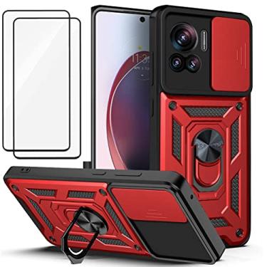 Imagem de Capa Motorola Moto Edge 30 Ultra Case (2 pedaços de filme temperado Protetora) de Câmera Proteção de Tela Metal (vermelho)