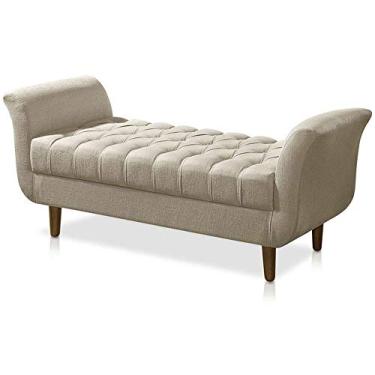 Imagem de Recamier Calçadeira Decorativo Quarto Closset 150cm Grécia Suede Bege - DL Decor