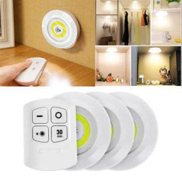 Imagem de Kit 3 Luminaria Controle Remoto Led Spot Lampada Sem Fio Fácil Instalação Teto Parede Armários NF