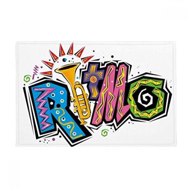 Imagem de DIYthinker Tapete para porta de banheiro com slogan Ritmo de muitas cores, tapete antiderrapante