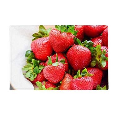 Imagem de DIYthinker Tapete de porta de banheiro com imagem de frutas vermelhas e morango, tapete antiderrapante