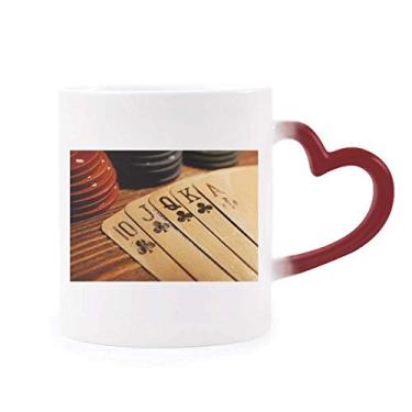 Imagem de Old Poker Chip Foto Sensível ao Calor Caneca Vermelha Mudança de Cor