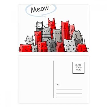 Imagem de Conjunto de cartões postais de aniversário com desenho fofo de gato Mewing Protect Animal Pet Lover