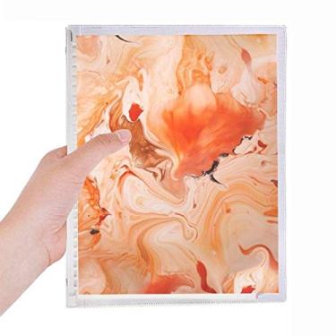 Imagem de Caderno de mármore branco laranja com estampa moderna abstrata folhas soltas diário recarregável artigos de papelaria