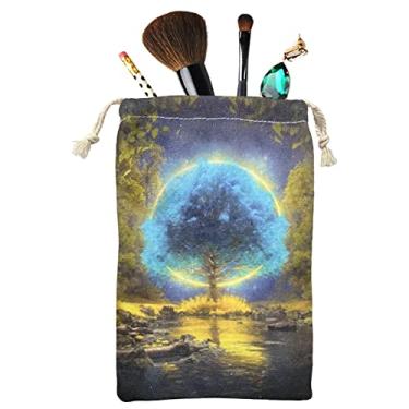 Imagem de 2 Pcs Bolsa de cartas de tarô,Bolsa de Jóias Saco de Cartas de Tarô Durável com Tema de Lua Cheia | Bolsa multifuncional para cartas de tarô com cordão para cartas de baralho Rider Waite Shangjia