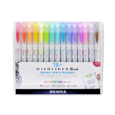 Imagem de Caneta Brush Zebra Ponta Dupla Mildliner 15 Cores