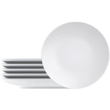 Imagem de Jogo Prato de Sobremesa 6 Peças Porcelana Tramontina Leonora Branco Raso 19cm