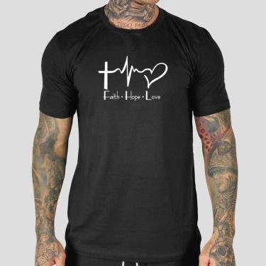 Imagem de Camiseta Masculina Personalizada Fait Hope Love-Masculino