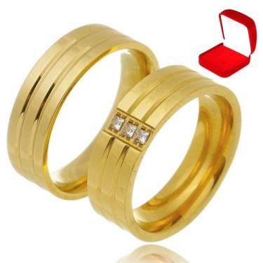 Imagem de Alianças Ouro Casamento Banhada 18K Anatômica Tradicional - Jewelery
