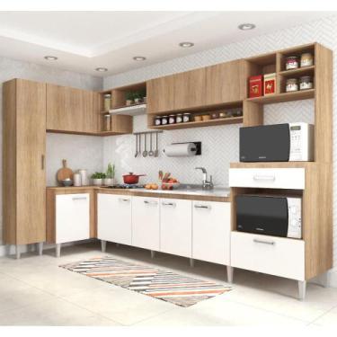 Imagem de Cozinha Compacta Inova I Com 11 Portas -Carvalho/Branco - Fellicci