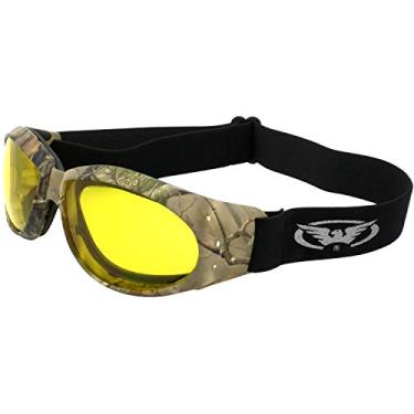 Imagem de Global Vision Eliminator Z 77 Óculos de segurança acolchoados para ciclismo Dirt Bike com armação camuflada floresta, lentes amarelas