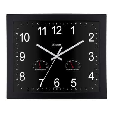 Imagem de Relógio de Parede Sofisticado Com Termohigrometro Preto Fosco